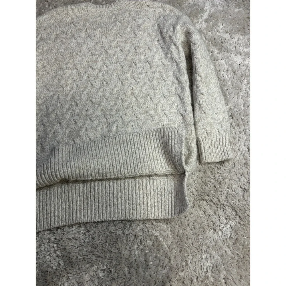Fat Face Womens Cable Knit Sweater Cream Oatmeal‎ Marl Crew Neck Longline Size 8